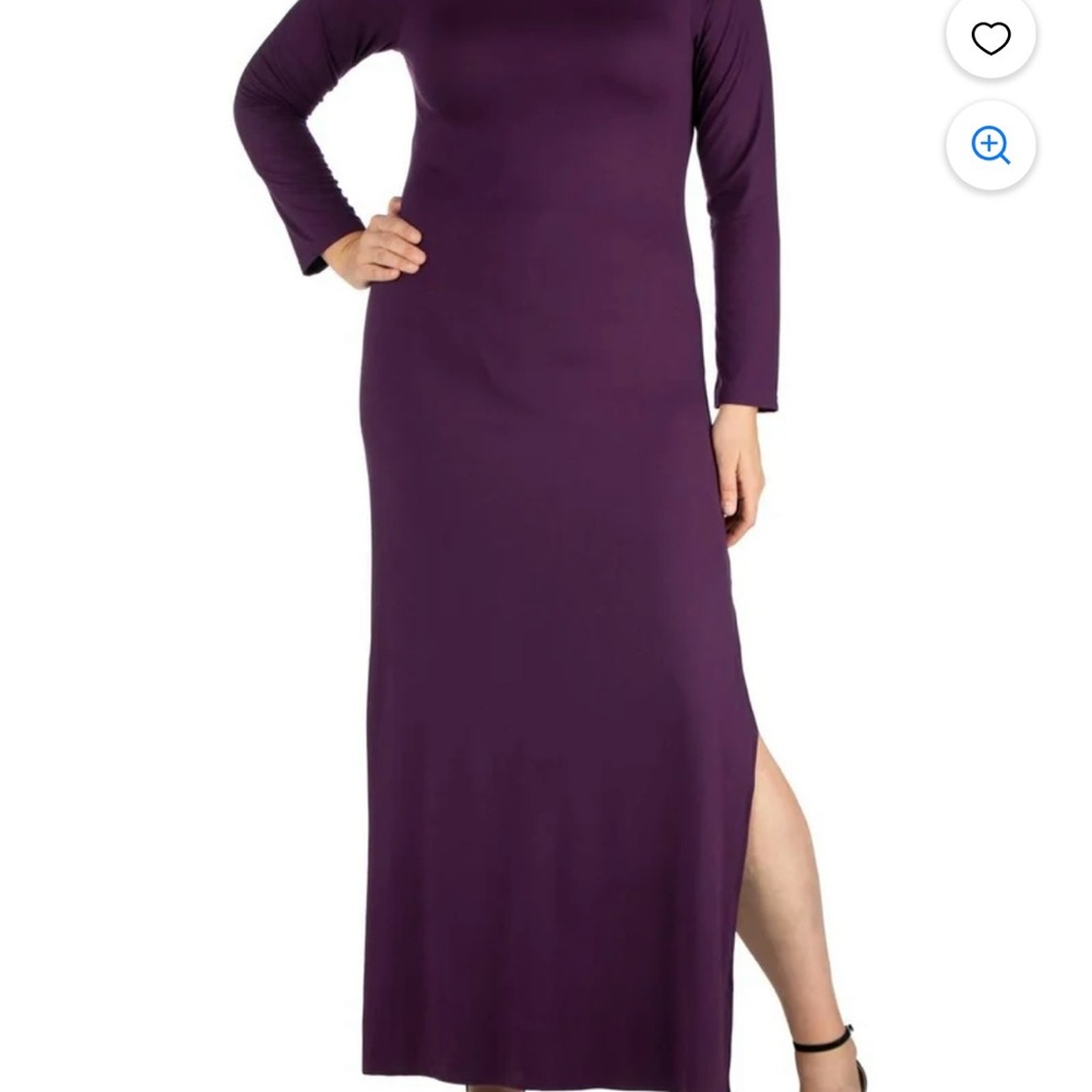 24/7 Comfort Apparel Women's Plus Side Slit Fitted Black Maxi 1X NWT - maternity